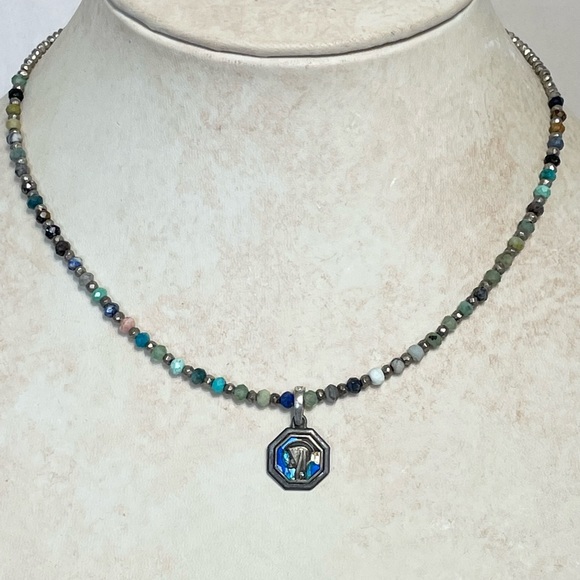 Mixed faceted gemstones with silver nugget necklace - Picture 2 of 8